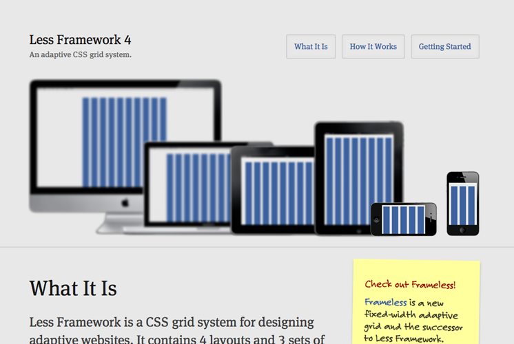 Less Framework is a responsive template for web and mobile web