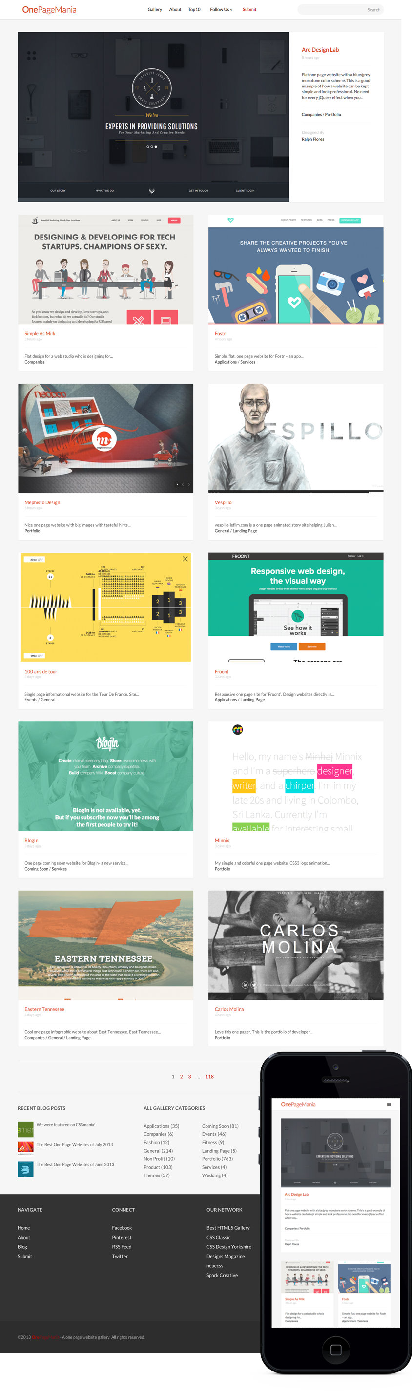 One Page Mania Design Gallery