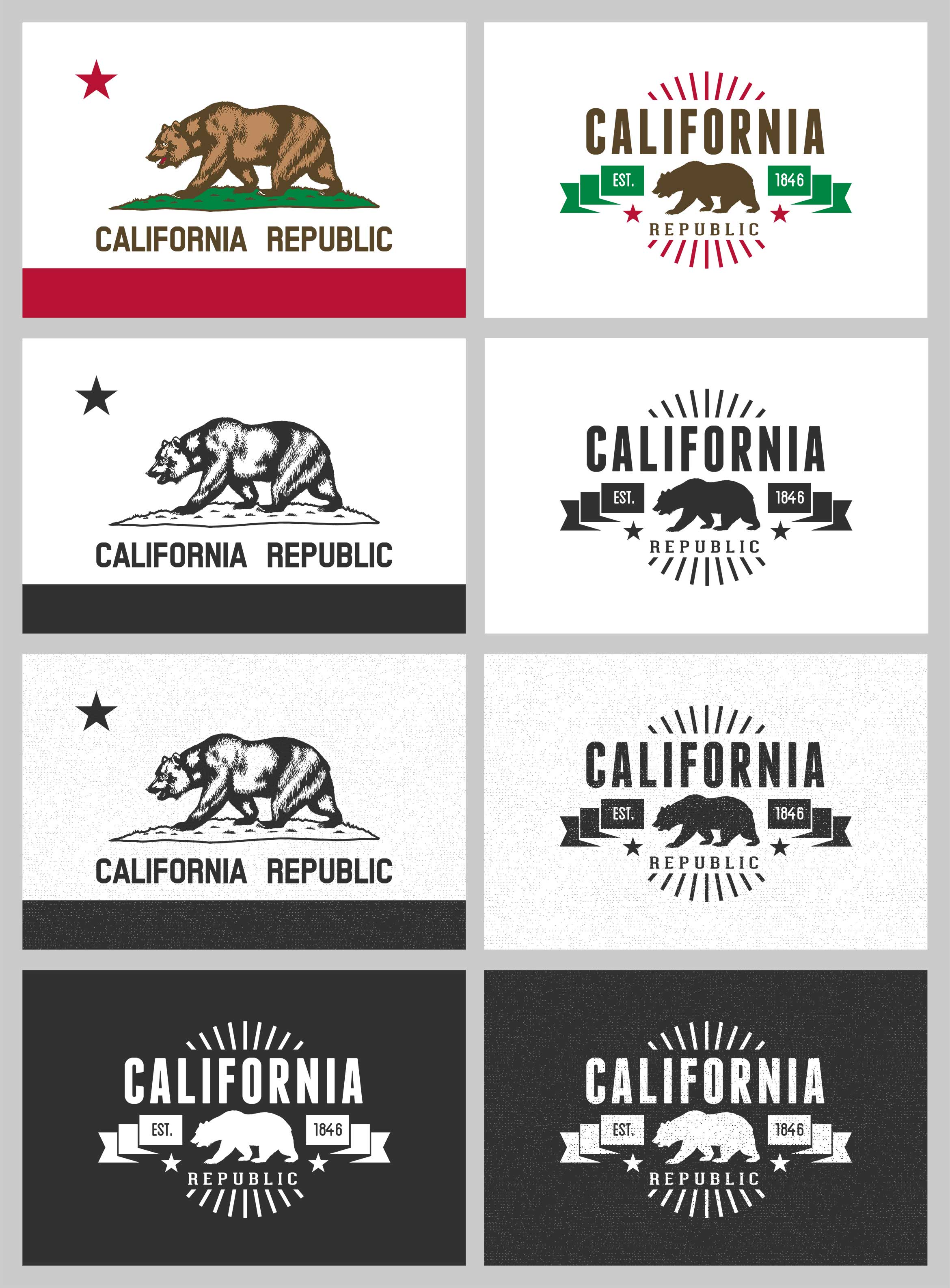 California Bear Flag Vecotr Download - FREE California Flag Logo vectors
