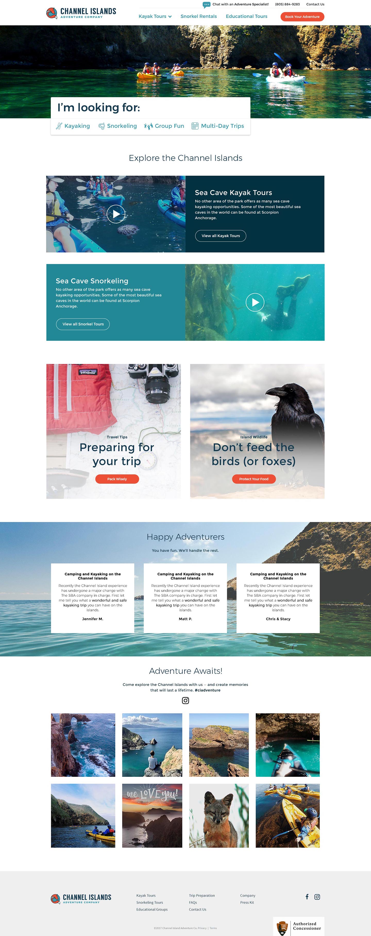 Channel Island Adventure Co website design